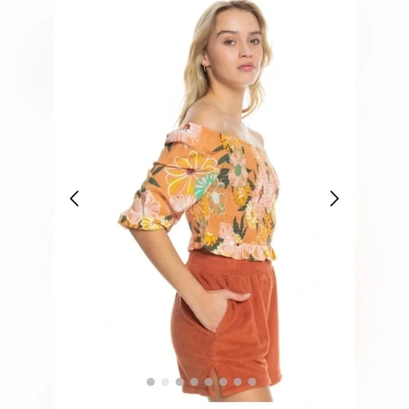 Roxy Like The Sun Again Woven Off the Shoulder Floral Top Women’s size Small - Picture 1 of 13